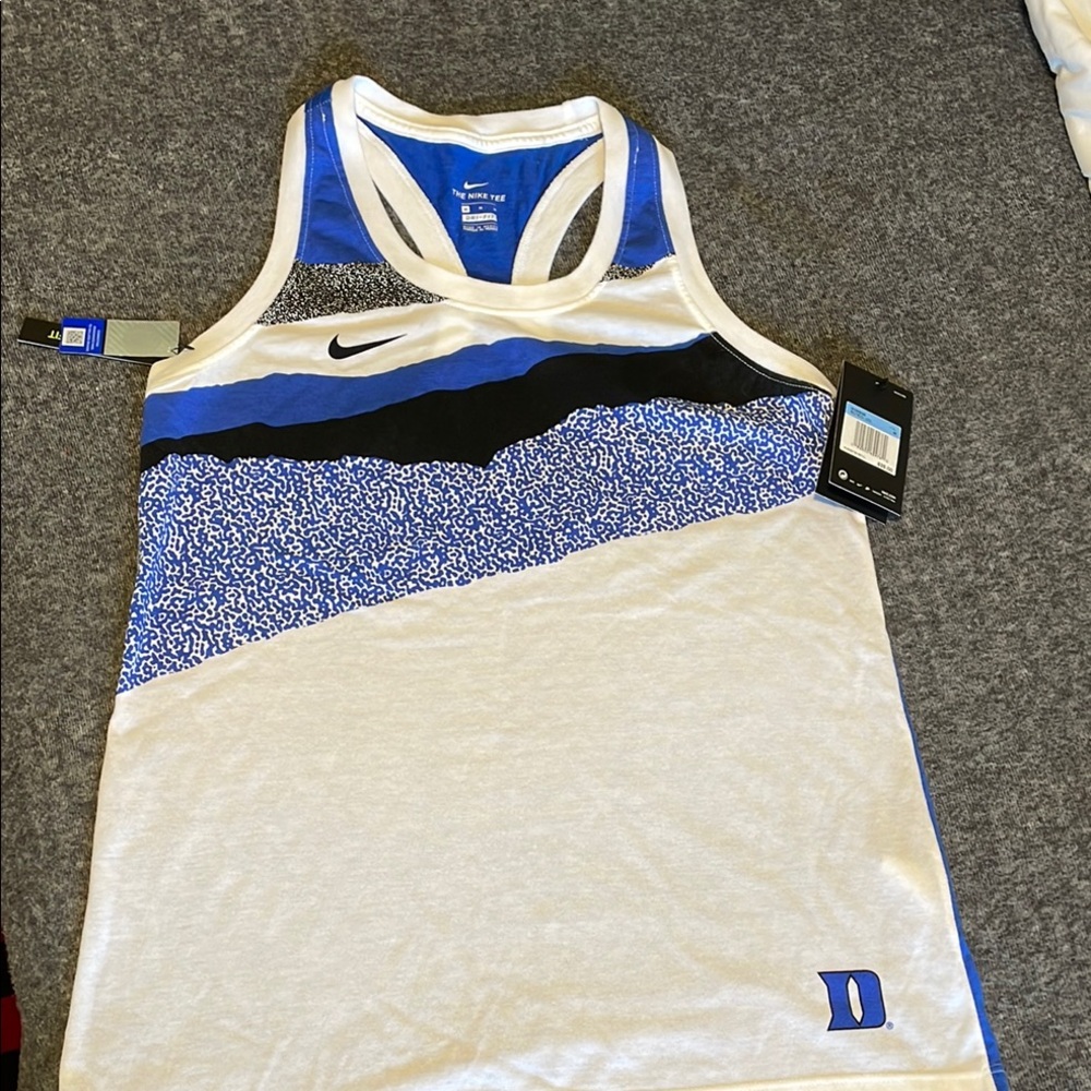 Nike, Duke, Blue and White Athletic Tank Top